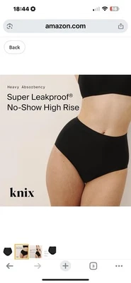 Bragas Knix para mujer súper absorbentes a prueba de fugas de tiro alto talla XL negras Foto 1 de 4