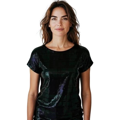 Lauren Ralph Lauren Sequined Plaid Top Multi Womens Size XXS Holiday Old Money - Image 1 of 4