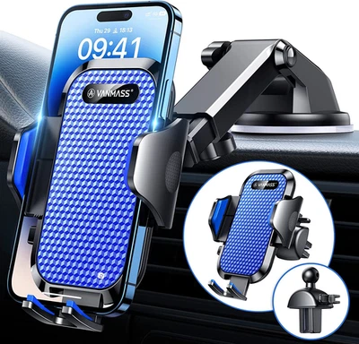 VANMASS Handyhalterung Auto 2025 Upgrade Super Stabil 3 in 1 Saugnapf & Lüftung  - Bild 1 von 4