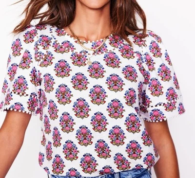 BODEN Mila Trim Detail Top Blouse T-Shirt Top Women's Size 6 Coastal Casual - Image 1 of 4