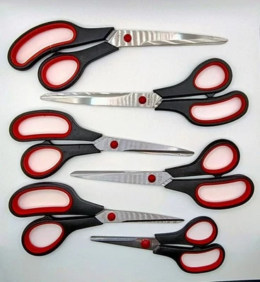 Conjunto de 6 tesouras artesanais de aço inoxidável vários tamanhos tesouras resistentes  - Imagem 1 de 2