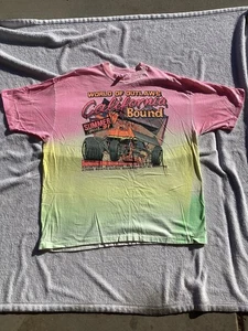 Vtg 1991 world of outlaws California summer tour tie-dye off-road car racing Tee - Picture 1 of 5