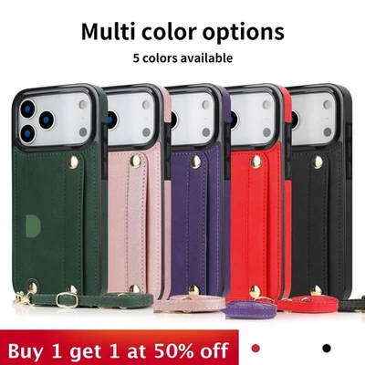 Funda de cuero para teléfono iPhone 17 Air 17 16 Pro Max 15 14 13 12 11 XR Foto 1 de 4