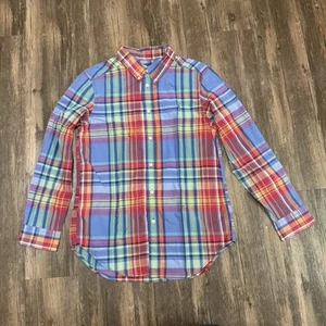 Camisa Polo Ralph Lauren Botón Adolescentes L 14-16 Indian Madras Cuadros Colorido Pony - Imagen 1 de 7