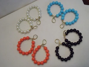 Set of 4 Colored Bead Circle Leverback Earrings GOLDTONE QVC - Picture 1 of 1