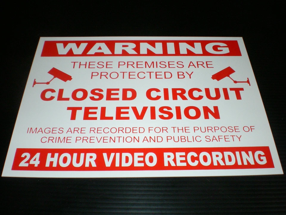 CCTV sign Plastic , Window Sticker , Sticker , Foamex & Holed . ALL SIZES camera