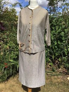 Great Vintage Gold Lame Two Piece Skirt /Jacket 1960s Wedding Goodwood Size S