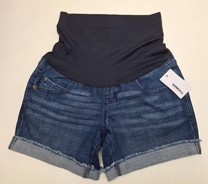 Sonoma Maternity Denim Blue Jean Raw Edge Cuffed Shorts - Women's Size 4 - NWT - Picture 1 of 7