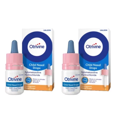 2x Otrivine Child Nasal Drops Decongestant Lasts Up to 10 Hours - 10ml