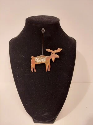 Broche broche alce de cobre hecho a mano Foto 1 de 4