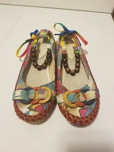 Xiruyi Womens Multi Colored Shoes Rainbow Lace Wood Bead Strap Size 9.5 - Picture 1 of 8