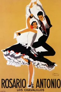 ROSARIO ANTONIO LOS CHAVALILLOS FLAMENCO DANCERS CASTANETS VINTAGE POSTER REPRO - Picture 1 of 3