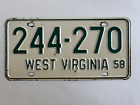 1958 West Virginia License Plate All Original