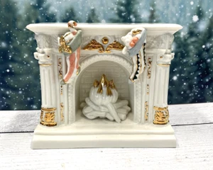 VTG Heritage Mint LTD  2003 Gold Trimmed Ceramic Christmas Fireplace - Picture 1 of 9
