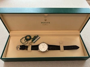 Rolex Cellini Date 18K White Gold Watch with Black Leather Strap - Picture 1 of 3