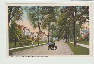 POSTCARD BELLEVUE AVENUE LOOKING NORTH BRISTOL CONNECTICUT - Picture 1 of 2
