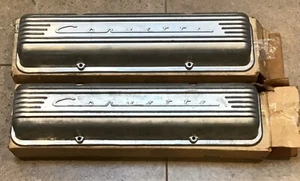 NOS 59L-67 Corvette 7 Finned Aluminum Script Valve Covers 3767493 original boxes - Picture 1 of 5