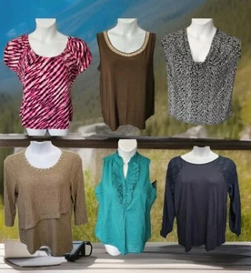 BULK Lot of 6 Womens Size PL Top Blouse Loft Worthington Vicki Wayne Ruby Rd. - Picture 1 of 24