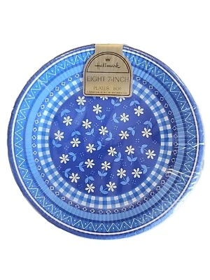 Platos de fiesta de papel margarita azul sello de colección ocho 7 pulgadas Foto 1 de 4