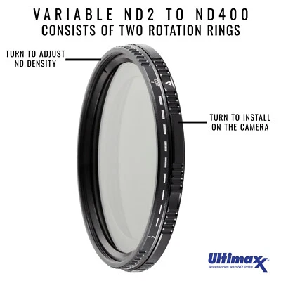 77mm ND2-ND400 Twisting Multi-Coated Variable Neutral Density Filter - Image 1 of 4