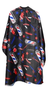 Barber Shop Pattern Cape Black Salon Gown Apron Haircutting Hairstyling Pro NEW - Picture 1 of 2