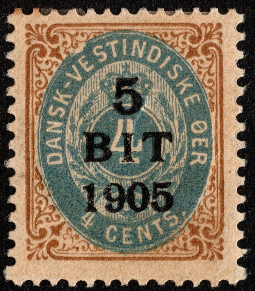 Danish West Indies - 1905 - 5 Bit on 4 Cents Surcharged Numeral Issue # 40a Mint - Image 1 of 1