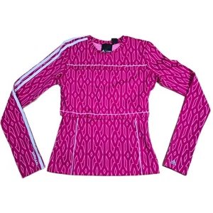ADIDAS Ivy Park Pink Monogram 2 In 1 Convertible Snap Long Sleeve Crop Top Sz M - Picture 1 of 10