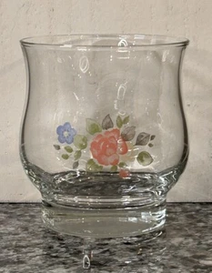 Pfaltzgraff By Libbey Tea Rose Curved Rocks/Juice 8oz Glassware 3.5”H - Picture 1 of 3