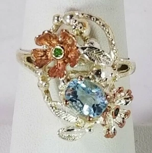 Anello in argento sterling 925 con topazio blu naturale unico nel suo genere misura 8 - Foto 1 di 8