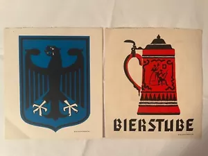 Vintage ! Bierstube Lot German Beer Poster Art Advertising 1968 Bier Mug Stein - Picture 1 of 11