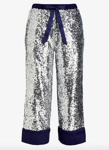 NEW PETER ALEXANDER NAVY SILVER SPARKLE SEQUIN 7/8 PJ PANTS XL RRP$99.95 - Picture 1 of 3