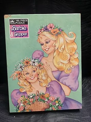 Vtg Sealed Barbie & Skipper NEW 100 Piece Jigsaw Puzzle 1988 Flowers Garden Hair - Image 1 of 4