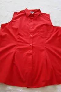 SLEEVELESS RED BUTTON UP TUNIC by VISUAL F/X, SZ 3X - Picture 1 of 3
