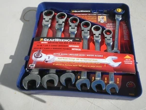 GEARWRENCH 9900D METRIC FLEX HEAD RATCHETING WRENCH SET 7 PC SPANNER SET 12PT - Picture 1 of 1