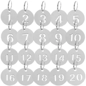 20 Pcs Number Plate Luggage Tags for Women Stainless Steel Keychain Office - Picture 1 of 12