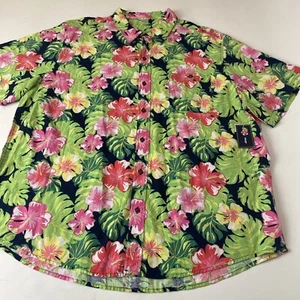 Gymboree Shirt Mens XXL Button up Short Sleeve Hawaiian Beach Summer Linen blend - Picture 1 of 10