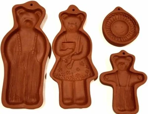 Vintage Hartstone Stoneware Cookie Molds FAMILY Bear SET OF 4 NEW IN BOX - Picture 1 of 1