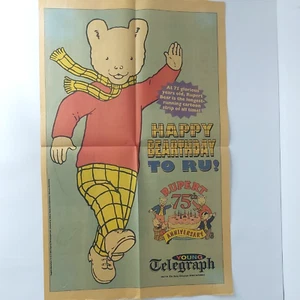 Rupert 75th Anniversary Newspaper Foldout 23.5" x 14. 5" Telegraph Daily 1995 - Picture 1 of 1