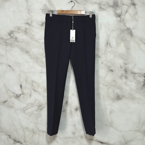 Pantaloni nuovi con etichette Tory Burch blu navy misto lana skinny taglia 0 prezzo al dettaglio $275