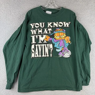 Sudadera De Colección Garfield Para Mujer Grande Verde Rap Hip Hop Sello Ropa Deportiva Foto 1 de 4