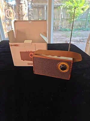 AS23Z Portable Bluetooth Speaker Retro Design Radio AUX New In Box - Image 1 of 4