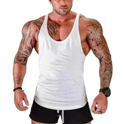 Hombres Camisetas sin mangas Camisas con espalda en Y Gimnasio Cuerda Culturismo Fitness Chaleco Foto 1 de 4