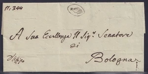 75138) BOLOGNA 1855 Cholera-Brief mit Räucherschlitzen und Beerenstempel RR! - Picture 1 of 3