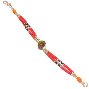 Koralle Türkis Schwarz Onyx Armband Tibetisches Silber Perlen Schmuck 6 Zoll ... - Bild 1 von 5