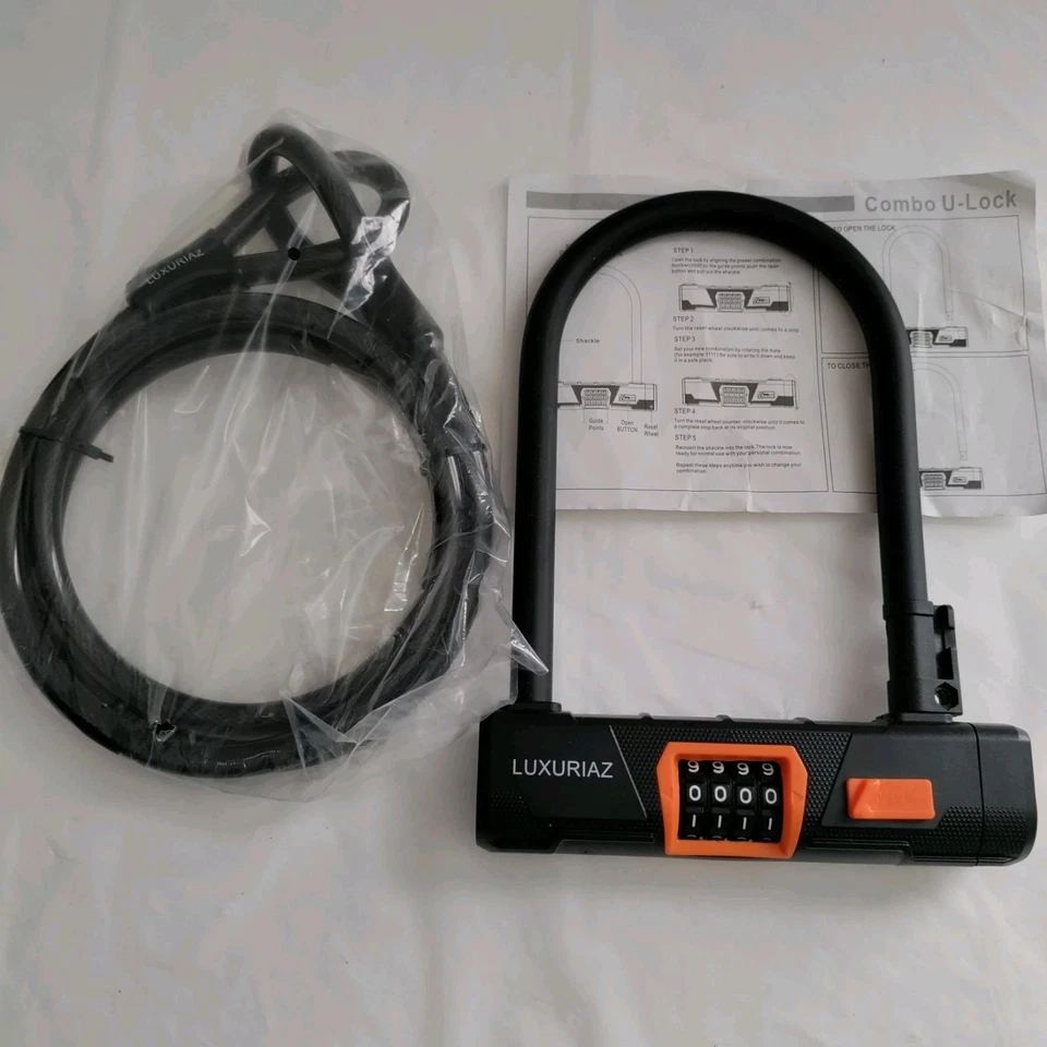 Luxurian Bike Combination U Lock And Anti-Theft 4Ft Chain for Bikes Scooters New - Image 1 of 1