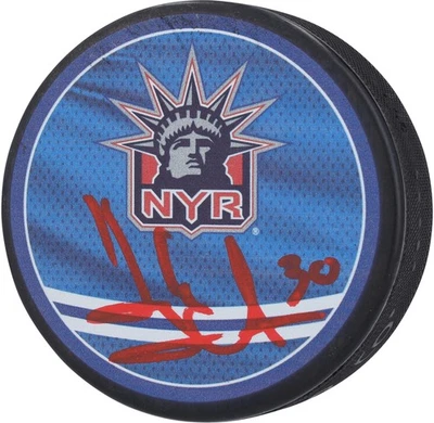 Henrik Lundqvist New York Rangers Autographed 2022-23 Reverse Retro Hockey Puck - Image 1 of 3