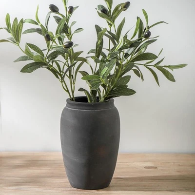 Terracotta Rustic Vase, Farmhouse Decorative Vase Boho Decor, Ceramic Vases f... - Image 1 of 4