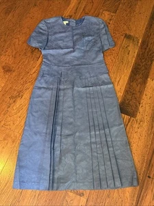 Abito tubino VINTAGE Talbots blu floreale misto lino taglia 12 - Foto 1 di 14