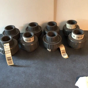 1” PVC SCH 80 Threaded Union 164-105 B & K And Mueller Lot Of 8 Unions - Picture 1 of 6