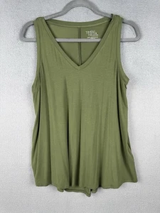 Camiseta sin mangas Time & Tru verde oliva boho fluida informal pequeña playa viaje entrenamiento - Imagen 1 de 6